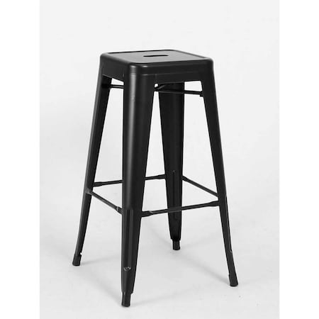 Interion By Global Industrial Interion 24inH Steel Counter Height Stool, Black, 4PK 695725-24-BK